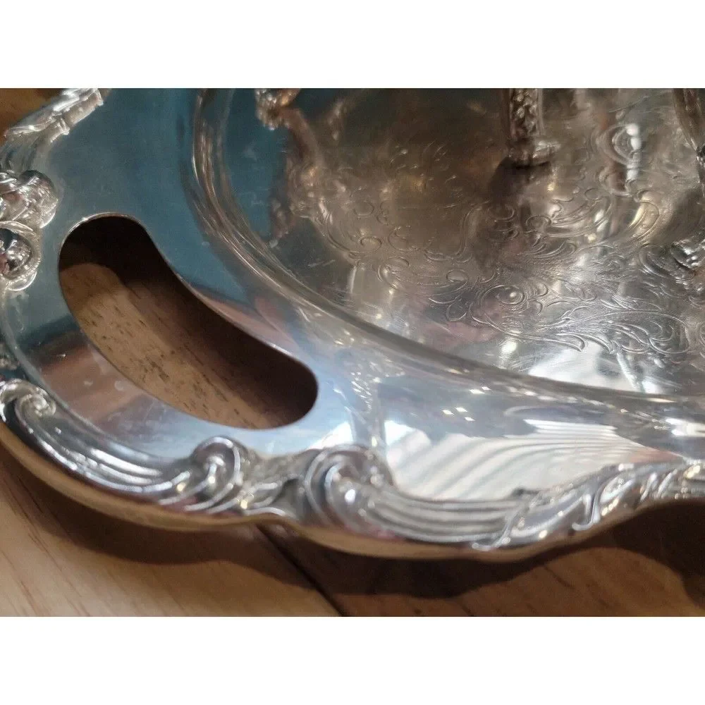 Antique Genuine WALLACE La Reine 1100 Silver Plated Tea/Coffee Set w/ Tray 6 pcs